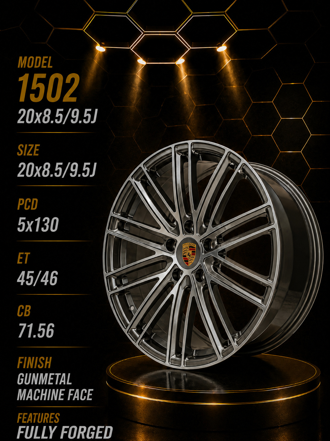 Buy 20" Porsche Fully Forged Alloy Rims - 8.5J Front / 9.5J Rear – 5×130 PCD Online | KUSTOM KINGS 20" Porsche Fully Forged Alloy Rims - 8.5J Front / 9.5J Rear – 5×130 PCD