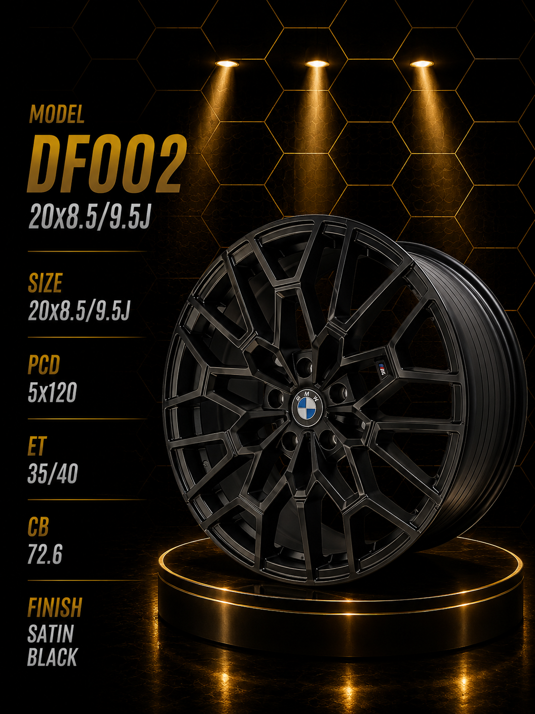 Buy 20" Satin Black BMW Alloy Rims – Staggered Fitment – Model DF002 – 5×120 PCD Online | KUSTOM KINGS 20" Satin Black BMW Alloy Rims – Staggered Fitment – Model DF002 – 5×120 PCD