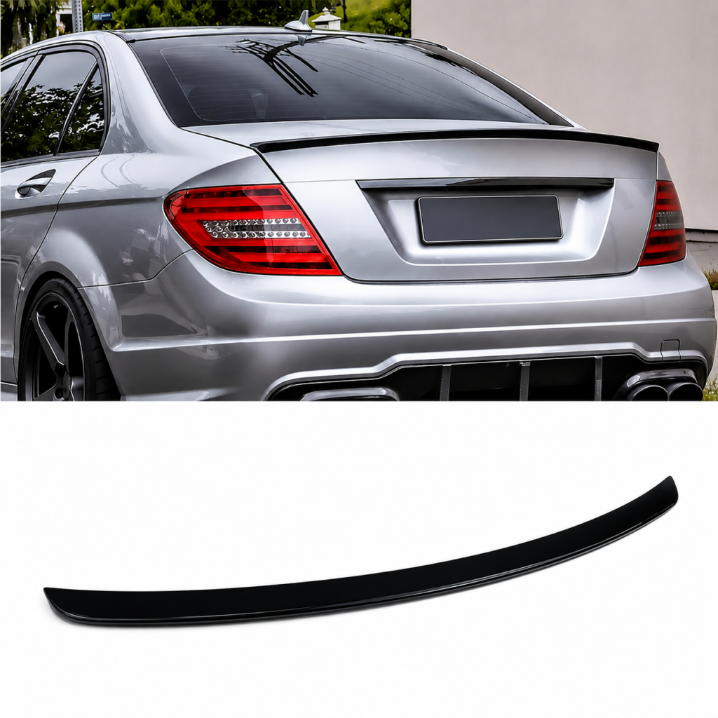 Mercedes Benz W204 Gloss Black Boot Lip Spoiler