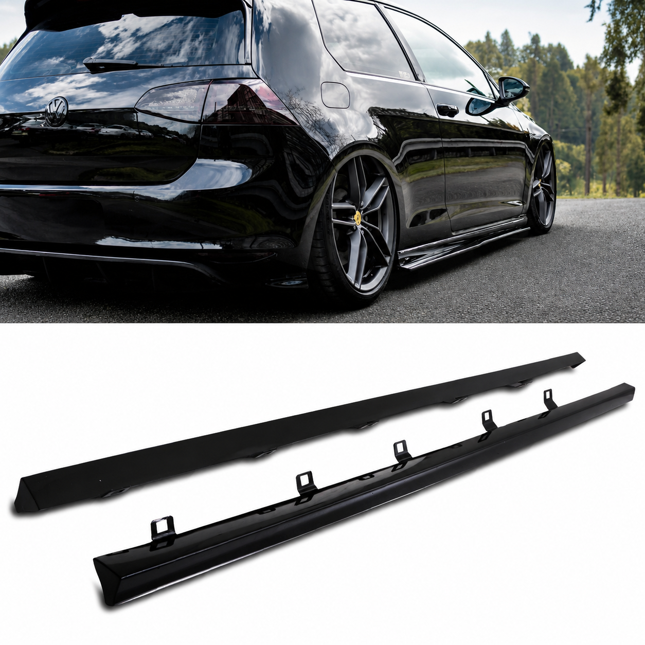 Buy Volkswagen Golf 7/7.5 Side Skirt Extensions - Gloss Black Online | KUSTOM KINGS Volkswagen Golf 7/7.5 Side Skirt Extensions - Gloss Black