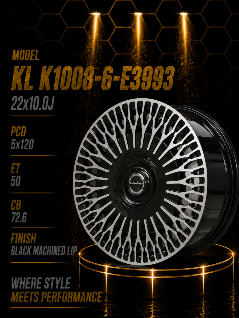 22 Inch Range Rover Fitment 5/120 PCD 10J Black Machined Lip Fully Forged Alloy Wheel