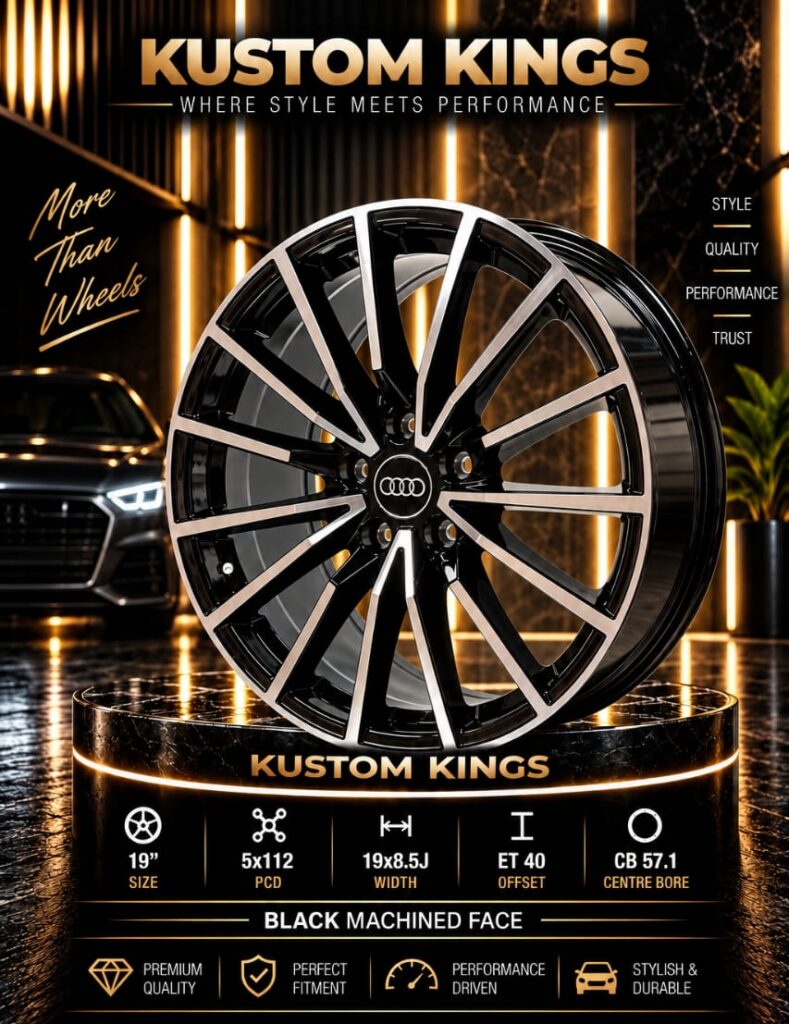 19 Inch Audi Rims 5/112 PCD - Black machined Face