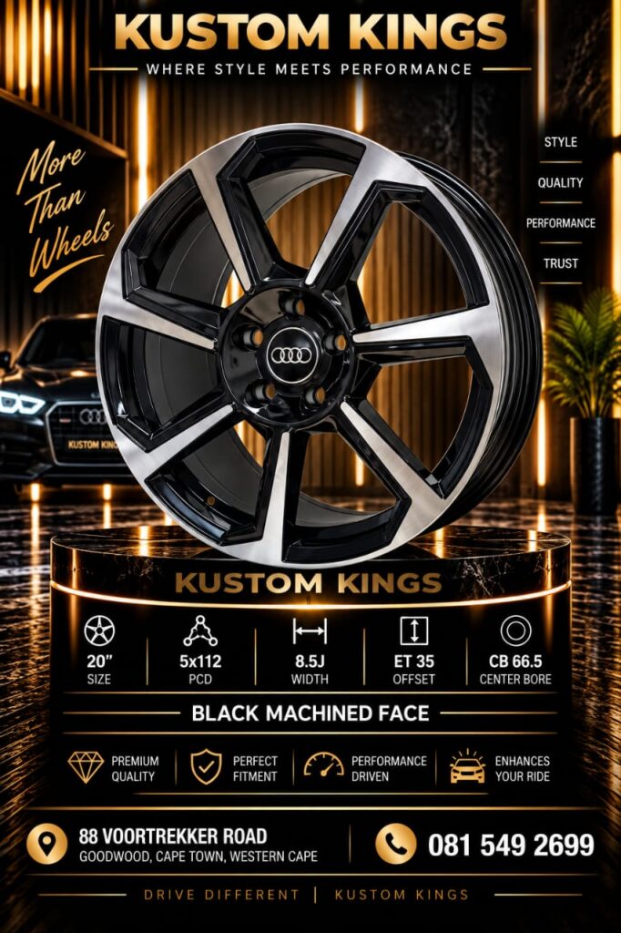 20 Inch Audi Rims 5/112 PCD - Black Machined Face Alloy Wheels