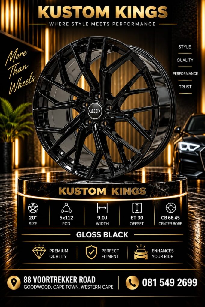 20 Inch Audi Rims 5/112 PCD - Gloss Black Multi-Spoke Alloy Wheels