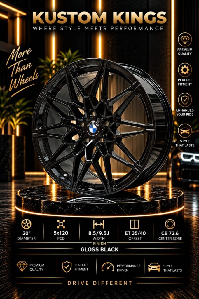 20 Inch BMW Fitment 5/120 PCD - Gloss Black Staggered Alloy Wheels