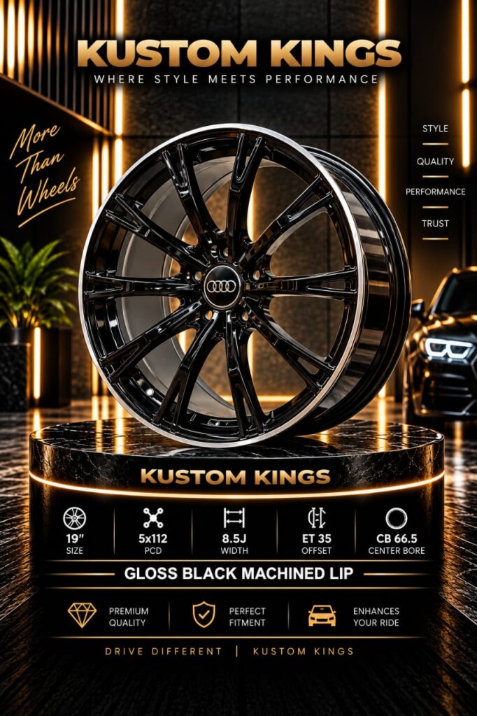 19 Inch Audi Fitment Rims 5/112 PCD - Gloss Black Machine Faced