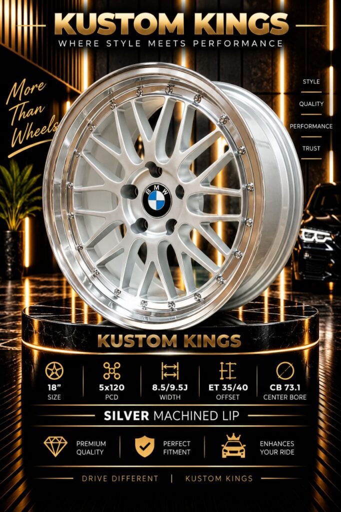 18 Inch BMW Fitment Rims - Silver Machine Face - Staggered 5/120 PCD