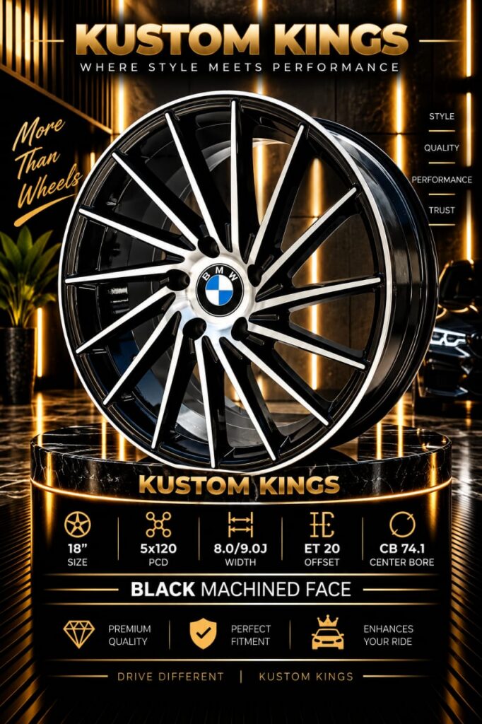 18 Inch BMW Fitment Rims - Black Machined Face 5/120 PCD