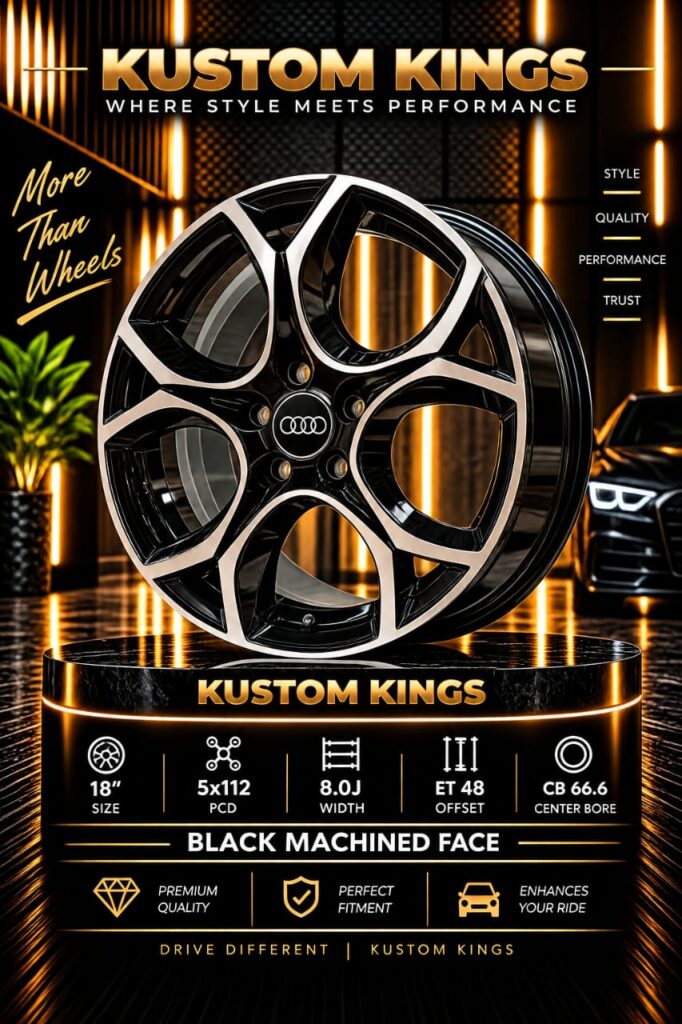 18 Inch Audi Fitment Rims 5/112 PCD Black Machine Face