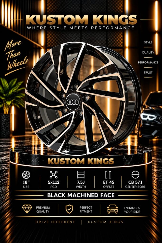 18 Inch Audi Fitment Rims 5/112 PCD Black Machine Face