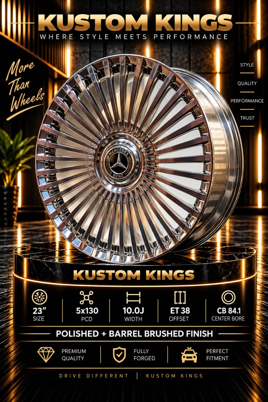 Buy 23 Inch Mercedes Benz Maybach Style Forged Rims - 5/130 PCD - Polished & Brushed Finish Online | KUSTOM KINGS 23 Inch Mercedes Benz Maybach Style Forged Rims - 5/130 PCD - Polished & Brushed Finish
