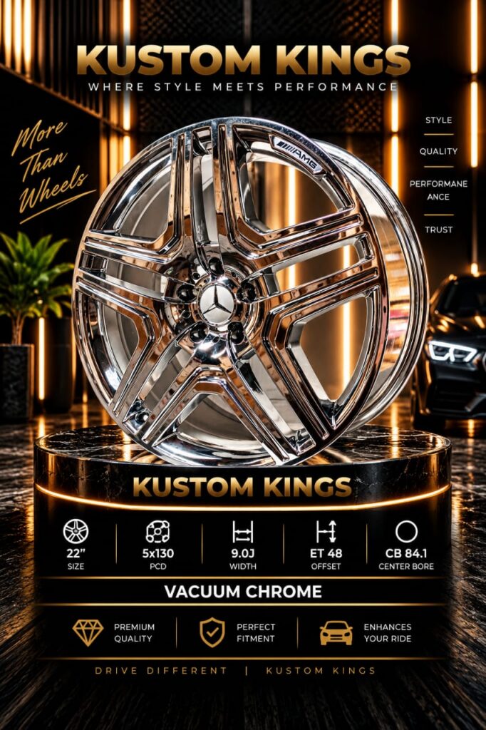 22 Inch Mercedes Benz G-Wagon AMG Style Rims 5/130 PCD - Vacuum Chrome
