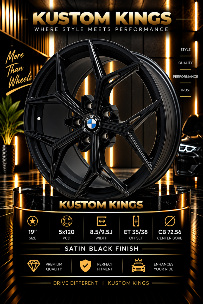 19 Inch BMW Rims 5/120 PCD Staggered Satin Black Alloy Wheels