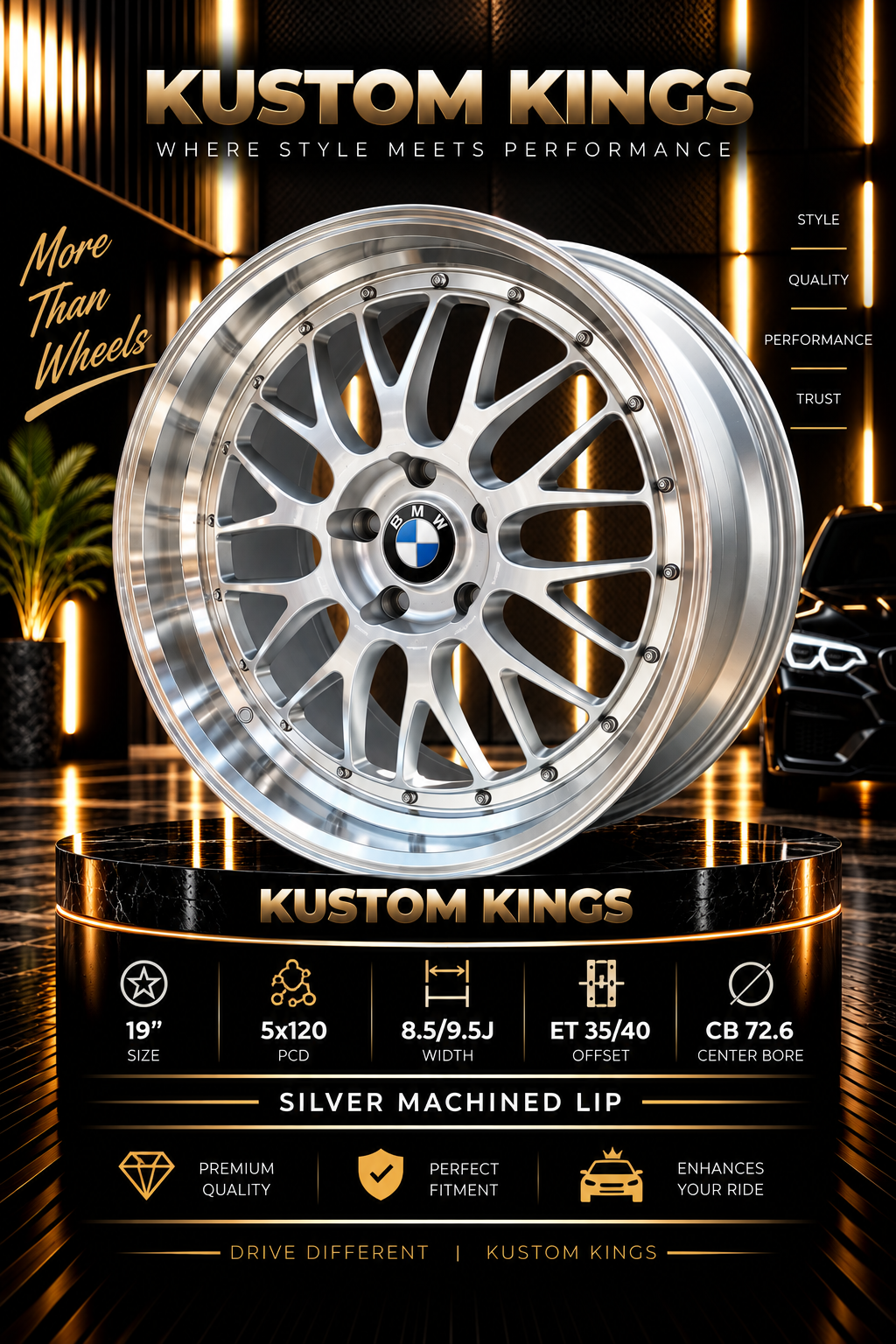 Buy 19 Inch BMW Fitment 5/120 PCD Silver Deep-Dish Multi-Spoke Alloy Wheels Online | KUSTOM KINGS 19 Inch BMW Fitment 5/120 PCD Silver Deep-Dish Multi-Spoke Alloy Wheels