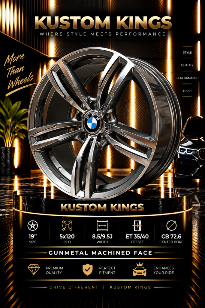 19 Inch BMW Fitment Rims 5/120 PCD - Gunmetal Machined Face - Staggered Style